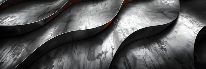 Steel texture polished in a polished manner,
Metallic abstract wavy liquid background
 - obrazy, fototapety, plakaty
