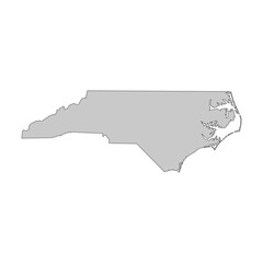 United States of America, North Carolina state, map borders of the USA North Carolina state.