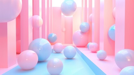3D visualization of pastel color cubes geometric shape structure background. AI generated image