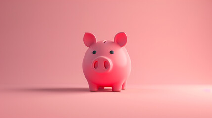 pink piggy bank with pink background