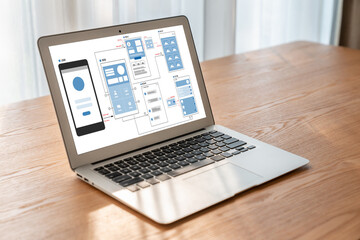 UX UI design process for modish mobile application and website . Creative prototype of wireframe...