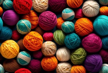 illustration, colorful yarn balls knitting crochet projects, wool, threads, crafting, handmade, art, creation, needlework, hobby, diy, designs