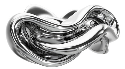 Flowing wave silver or black isolated on transparent background