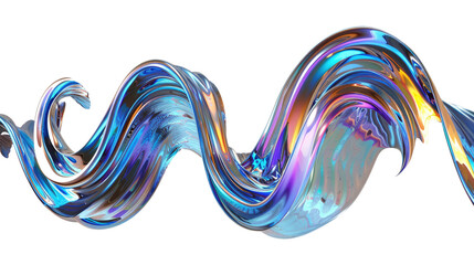 Blue purple gradient wave and curve on transparent background