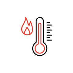 
heat thermometer icon - vector measurement symbol hot, cold, weather illustration, on white background. icon isolated on white background, suitable for websites, blogs, logos, graphic design, social 