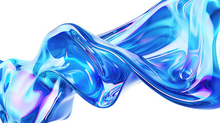 Blue flowing wave and curve on transparent background