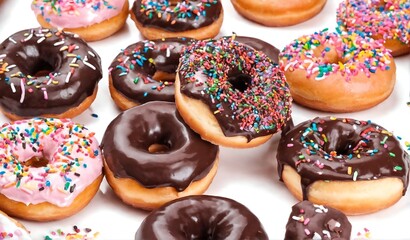 Chocolate doughnuts with sprinkles