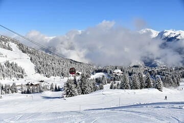 Courchevel ski resort by winter 