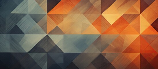 Obraz premium A vibrant geometric pattern featuring triangles in shades of amber, electric blue, and magenta on a dark background. The symmetry and vibrant tints create a captivating artwork suitable for flooring