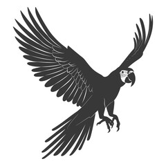 Obraz premium Silhouette Parrot Animal fly black color only full body