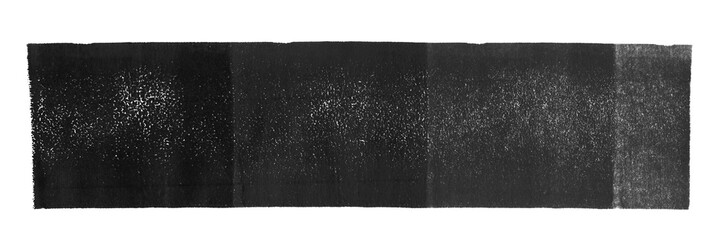 Linocut, relief printing rectangle texture, long stripe, streak, elongated banner. Black and white artistic linocutting textured rough text background. Paint roller stain, wide lino ink grungy remain.