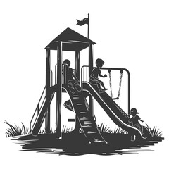 Silhouette Playground Ride For Children black color only