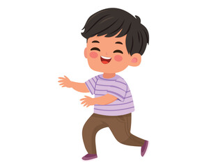 Happy cartoon boy isolated on white background. Cute character in vector illustration