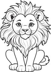 Cartoon lion coloring page vector illustration