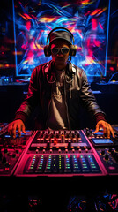 Captivating Image of Energetic DJ in Action, Crafting Rhythm and Beats in a Bustling Nightclub