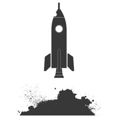Silhouette Rocket Space black color only full