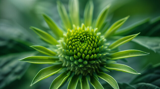 Picture of a green flower using a macro lens showcasing abstract patterns