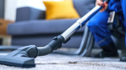 Vacuuming carpeting cleaning vacuuming home interior. Home cleaning appliance.