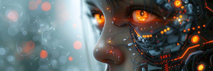 Artificial Intelligence Stylized Illustration ,
Robot mechanic face 