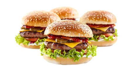 Fresh presentation of Gourmet Burgers isolated on white transparent background