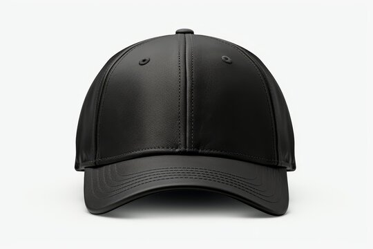 Front view isolated black baseball cap mockup png file of cutout object for realistic presentation