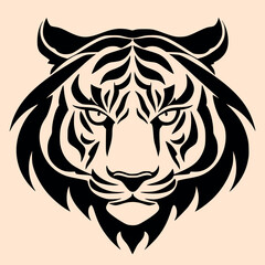 Black and White Tiger Outline Silhouette Ornament Vector Art for Logo and Icon, Sketch, Tattoo, Clip Art