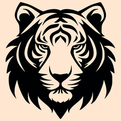 Black and White Tiger Outline Silhouette Ornament Vector Art for Logo and Icon, Sketch, Tattoo, Clip Art