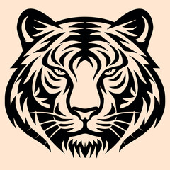 Black and White Tiger Outline Silhouette Ornament Vector Art for Logo and Icon, Sketch, Tattoo, Clip Art