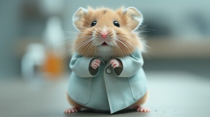 Hamster in the laboratory. Funny hamster, smart. , - obrazy, fototapety, plakaty