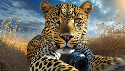 Fototapeta premium A leopard looking back to cameras , high quality photo