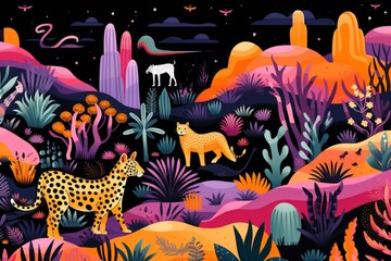 Obraz na płótnie Canvas Chic seamless night pastel animal print for trendy home decor and fashion enthusiasts
