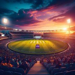 cricket stadium evening beautiful weather.