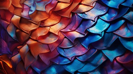 Its scales seem to shimmer and shift with every movement, creating an ever-changing display of color. - obrazy, fototapety, plakaty