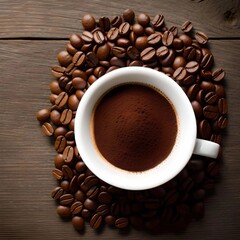 Fototapeta premium cup of coffee with beans 