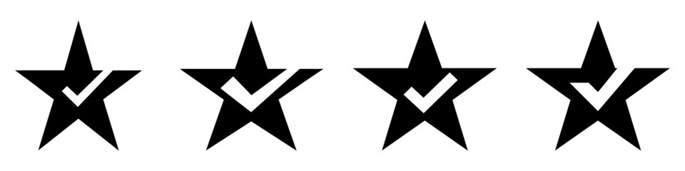 Obraz premium Star icon. Star with check mark. Set of star icons on white background.