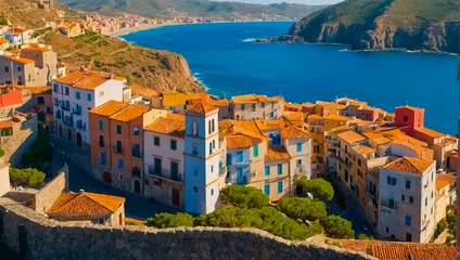 Outdoor kussens beautiful city of Sardinia, Italy © tanya78