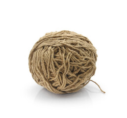 Ball of natural jute rope isolated on white background
