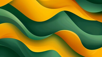 Vibrant abstract background with yellow and green wavy patterns. Bold waves of yellow merging with green in a dynamic design. The energetic flow of green and yellow in abstract art