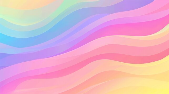 Gentle wavy lines in a soft sunset color palette. Abstract pattern of warm yellow, pink, and purple tones. Colorful calm sunset waves in a smooth abstract design.