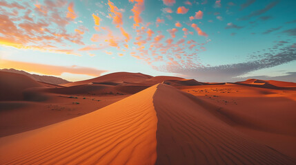 Fototapeta na wymiar dunes with orange and blue sky