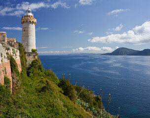 Leuchtturm am Forte Stella, Portoferraio, Elba, Toskana, Italien