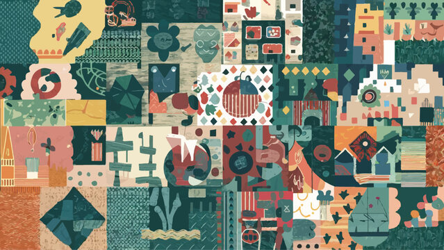 Exploring Wallpaper Patterns in Textile Design Collages: A Creative Integration 