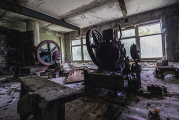 Sanatorium called Solnechny - Sunny in Pripyat ghost city in Chernobyl Exclusion Zone, Ukraine - obrazy, fototapety, plakaty