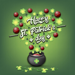 Happy St. Patricks day and cricket ball - 759214905