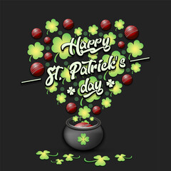Happy St. Patricks day and cricket ball - 759215137
