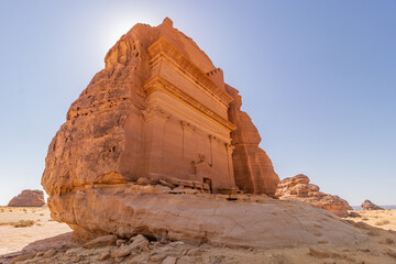 Qasr al Farid (Lonely castle) tomb at Hegra (Mada'in Salih) site near Al Ula, Saudi Arabia