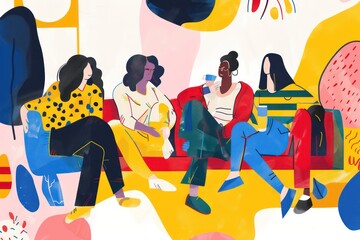 illustration of a group of friends sitting together