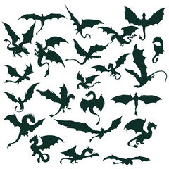 Flying dragon silhouette, Asian celebration animal, Varied dragon