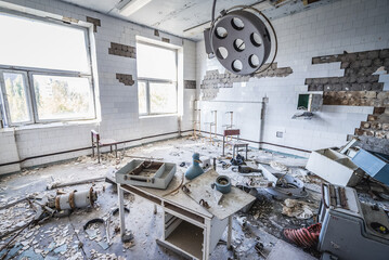 Operating room in Hospital MsCh-126 in Pripyat ghost city in Chernobyl Exclusion Zone, Ukraine