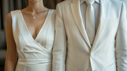 Elegant Couple's Wedding Attire Detail. Generative ai